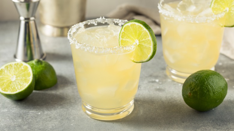 Margarita in a glass with lime and salt