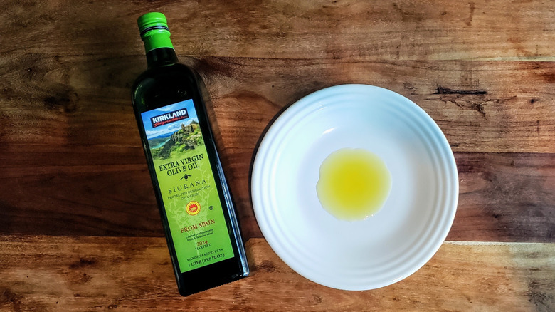 olive oil poured into dish