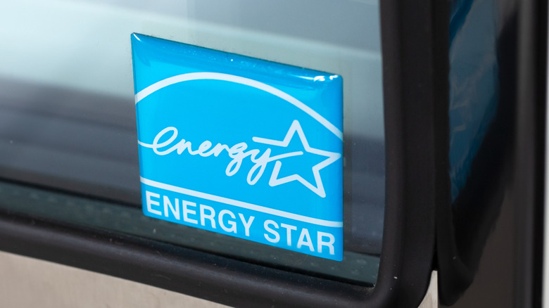 A blue Energy Star sticker on an appliance