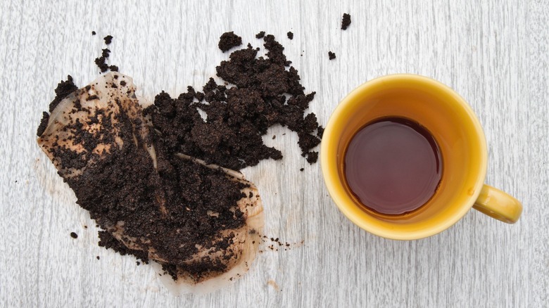 coffee grounds and leftover coffee