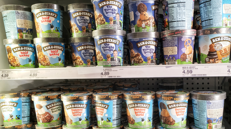 Ben & Jerry's ice cream displayed on shelf