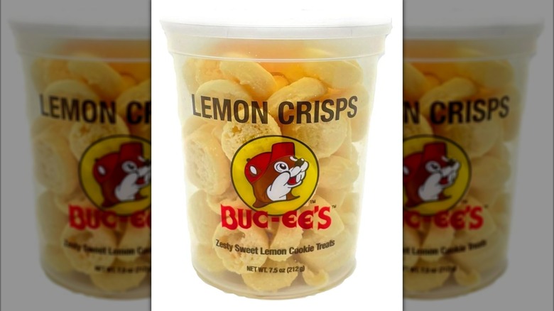 Tub of Buc-Ee's Lemon Crisps