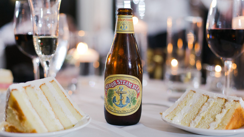 Anchor steam beer bottle table