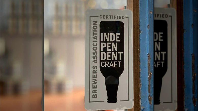 Independent Craft Brewer Seal sticker on door of brewery