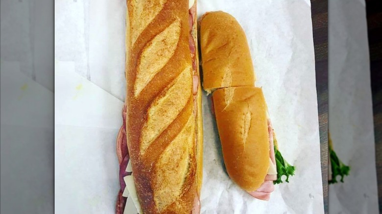 sub sandwiches on wrapping paper
