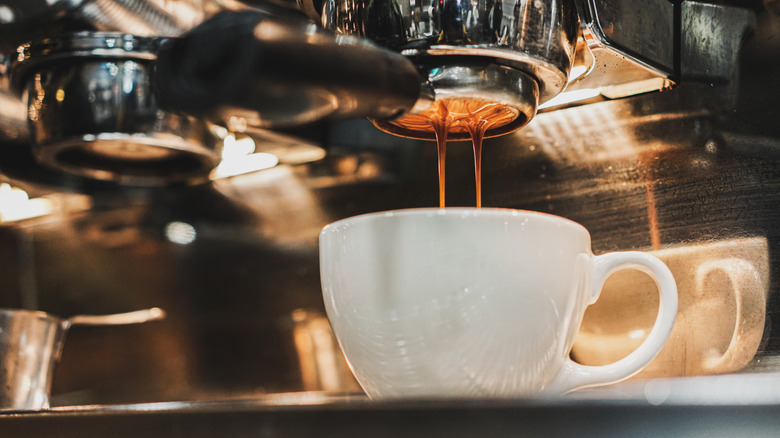 espresso brewed from coffee machine