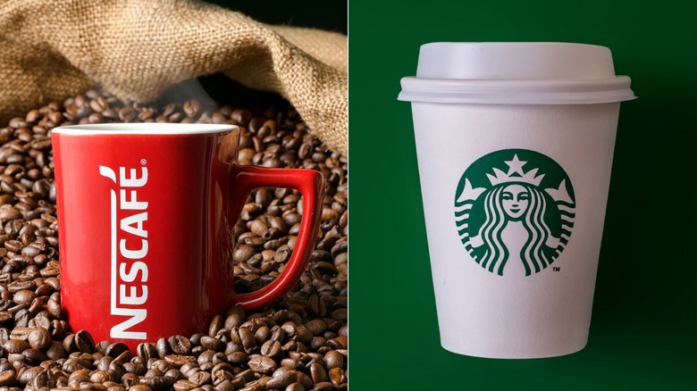 Nescafe and Starbucks coffee cups