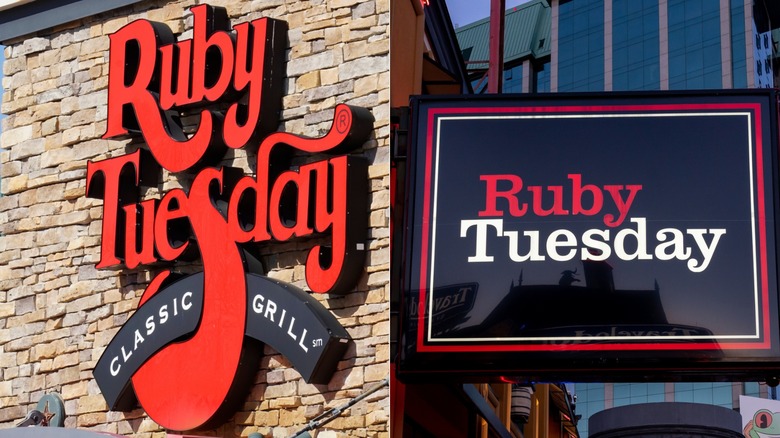 Left: Ruby Tuesday logo (prior to 2006) Right: Ruby Tuesday logo (post -2006)