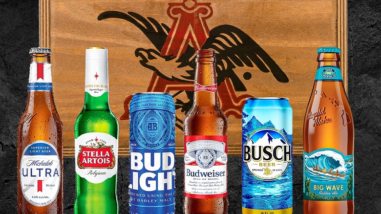 anheuser-busch logo and bottles of beer