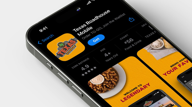 Smartphone with Texas Roadhouse app