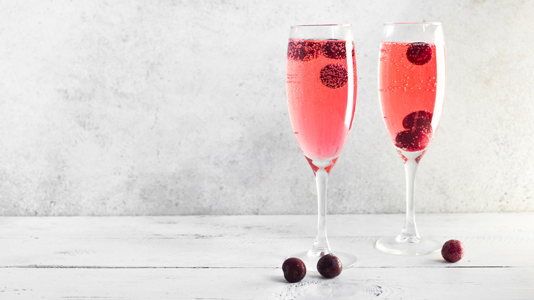 glasses of cherry champagne cocktails
