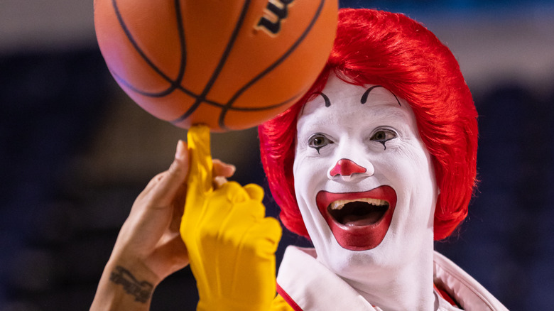 Ronald McDonald with basketball