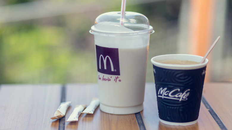 McDonald's shake and coffee 
