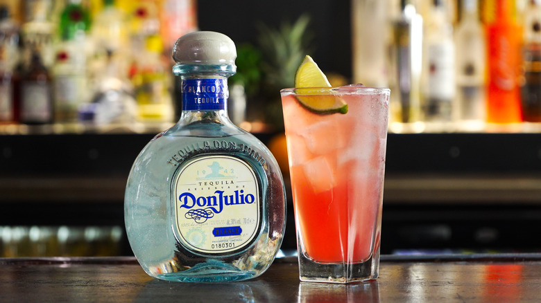 bottle of Don Julio tequila and cocktail