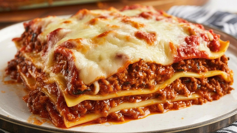 a meat-filled slice of lasagna
