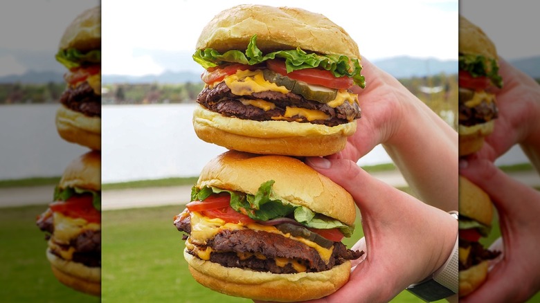 Smashburgers held outdoors