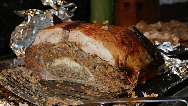a sliced turducken