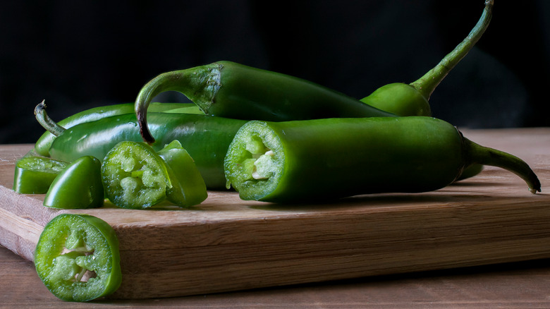 green Chile peppers sliced 