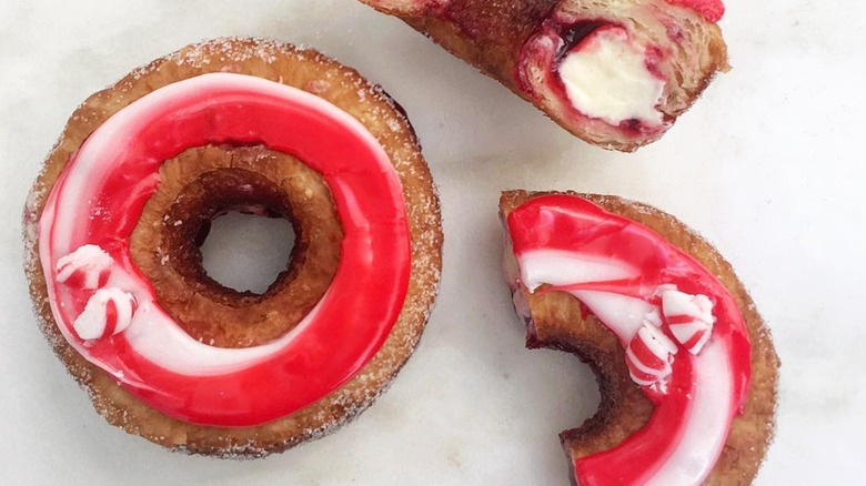 peppermint white chocolate cherry holiday cronut