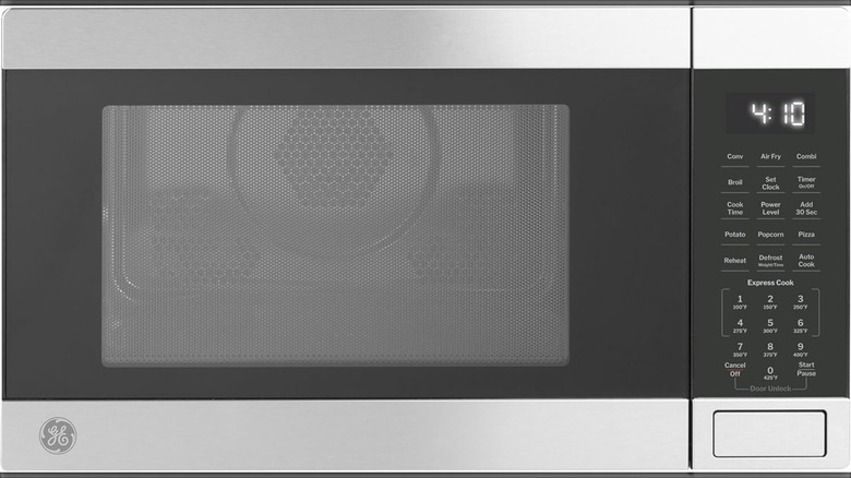 Front of a GE microwave