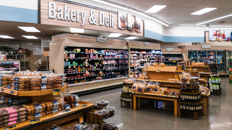 Grocery store bakery with bread and desserts