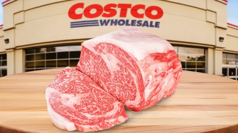 a5 wagyu beef with Costco in background