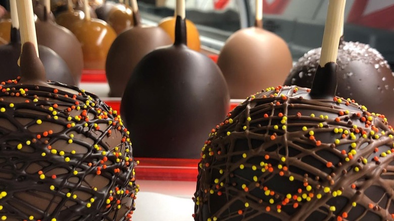 Chocolate covered cake pops being made