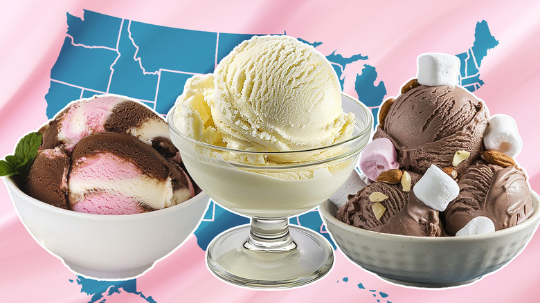dishes of ice cream in front of usa map