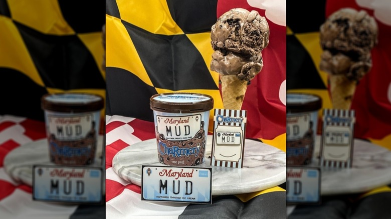 Selection of Maryland Mud ice cream products on marble platter