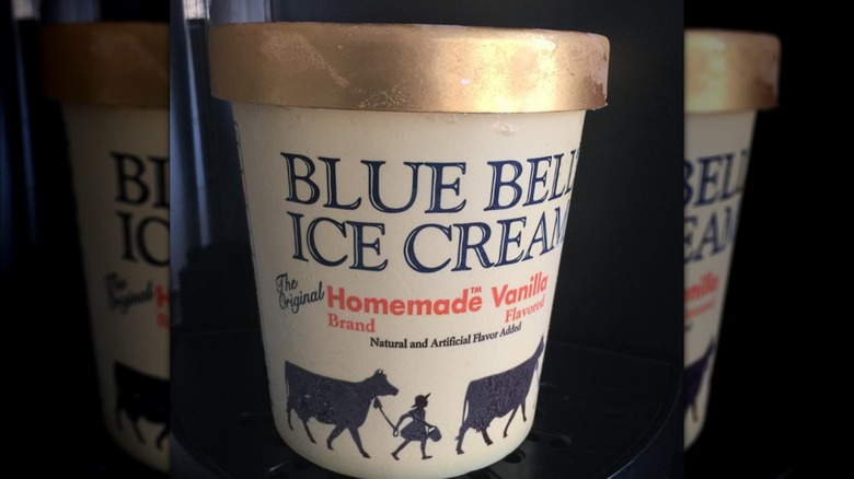 Tub of Blue Bell Homemade Vanilla ice cream
