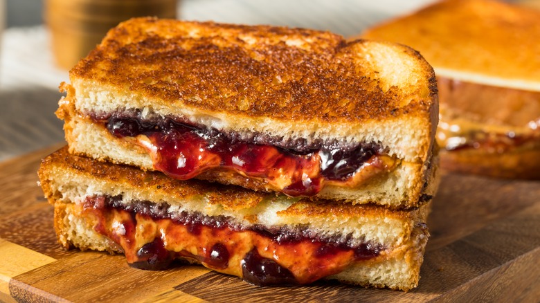 Toaste peanut butter and jelly sandwich