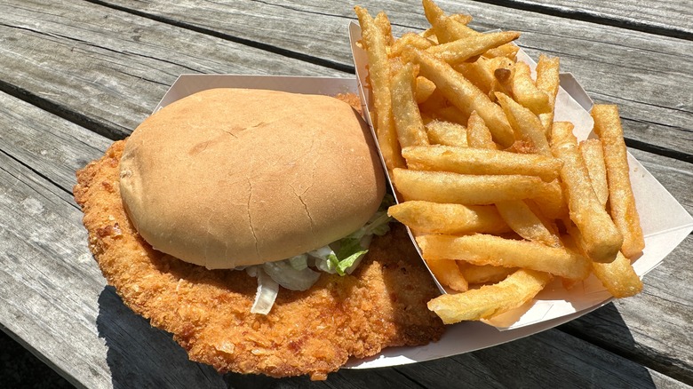 pork tenderloin sandwich with fries