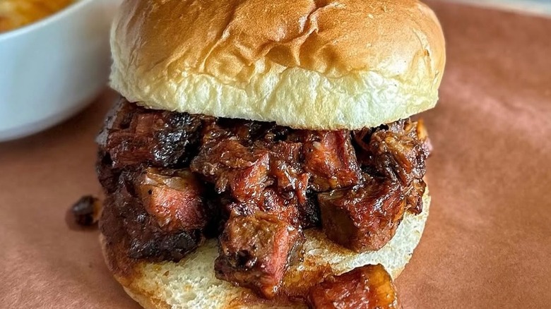 Brisket burnt ends sandwich