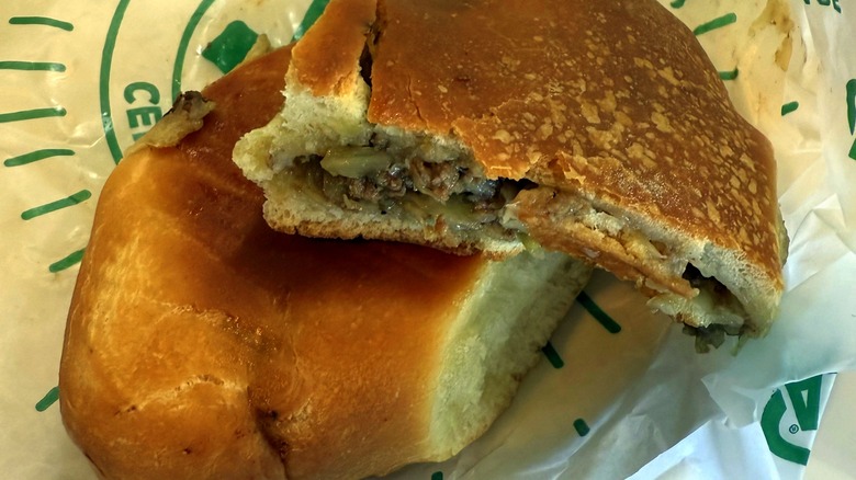 A Runza cut in half
