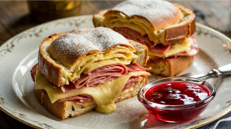 A Monte Cristo sandwich on a plate