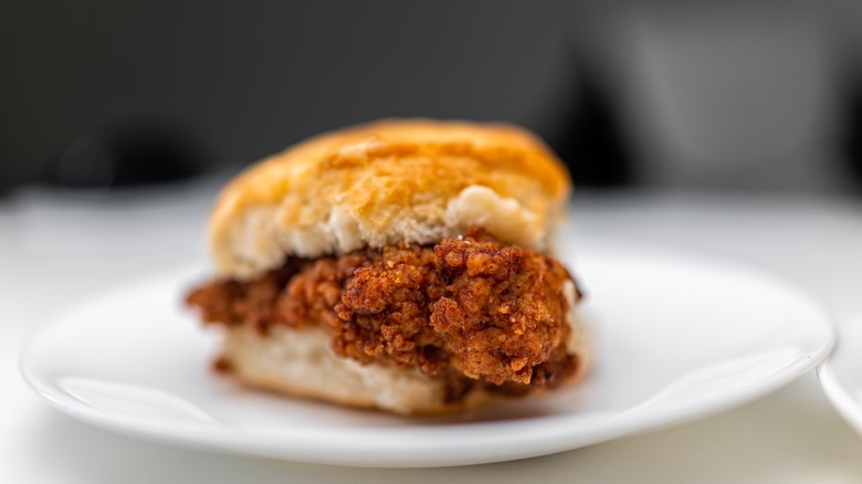 Fried chicken on a biscuit