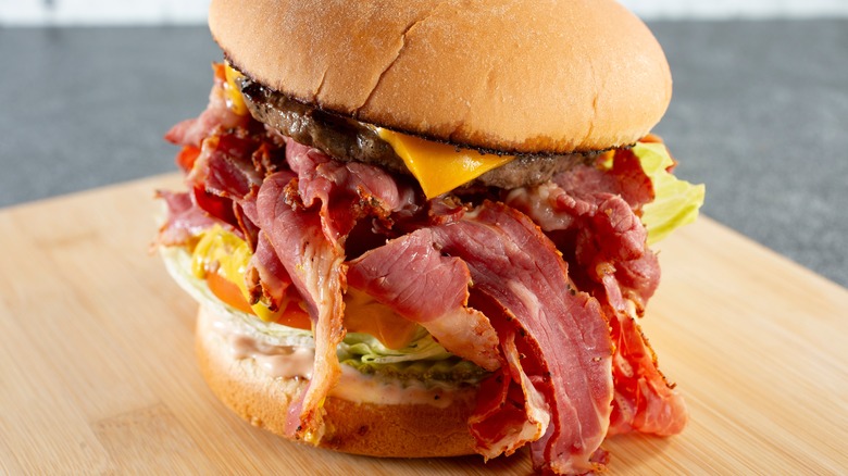 Pastrami burger loaded with pastrami