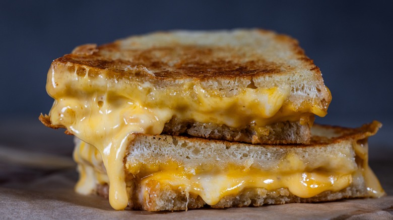 Stacked grilled cheese sandwich