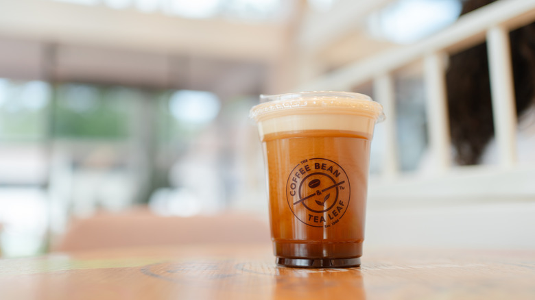 A coffee drink from The Coffee Bean & Tea Leaf on a table