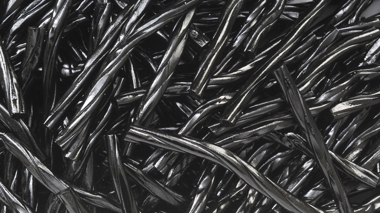 closeup of black licorice pile