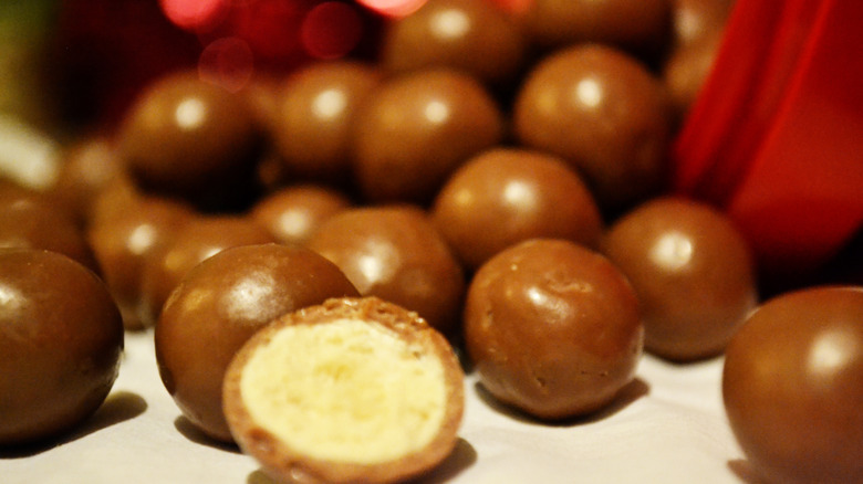 close up on pile of maltesers