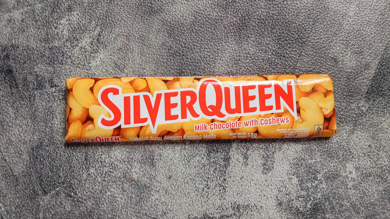 Silverqueen chocolate isolated on grey background