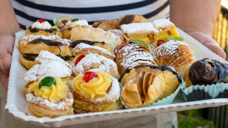 italian cakes on tray