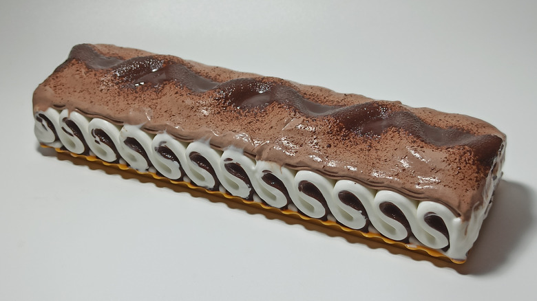 Viennetta ice cream cake against white background