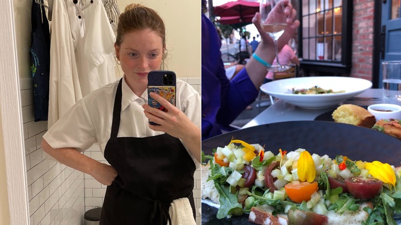 Chef on the left and date night in Virginia at Wine Kitchen on the right