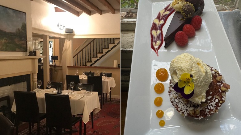 Ivy Inn Restaurant date night spot interiors and two cakes on the right