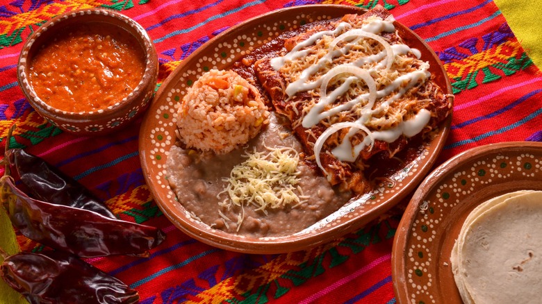 enchiladas and salsa