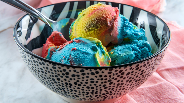 Superman ice cream in bowl