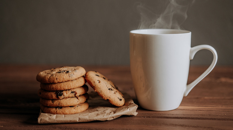 coffee and cookies on table