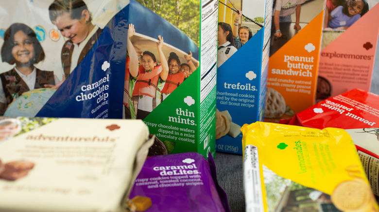 display of Girl Scout cookies